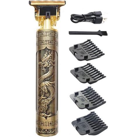 Tondeuse électrique pour homme, rechargeable, coupe-cheveux électrique en T avec peigne guide (sans jeu), kit de coupe (Dragon)-Karteo (1/5)