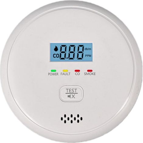 Détecteur combiné de fumée et de monoxyde de carbone - Alarme vocale et lumineuse, alimenté par piles, pour une sécurité maximale à domicile (1/5)