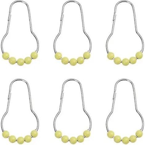 Anneaux de rideau de douche, boules acryliques, acier inoxydable, glissement facile, jaunes, lot de 12, 7 x 4 x 0,5 cm (1/3)