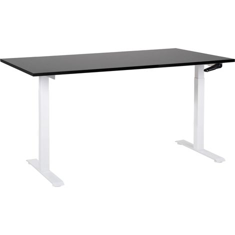 Manual Adjustable Standing Desk DESTINES Black/ White 160 cm 72 cm (1/5)