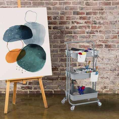 Storage trolley with felt inserts 3 tier shelves