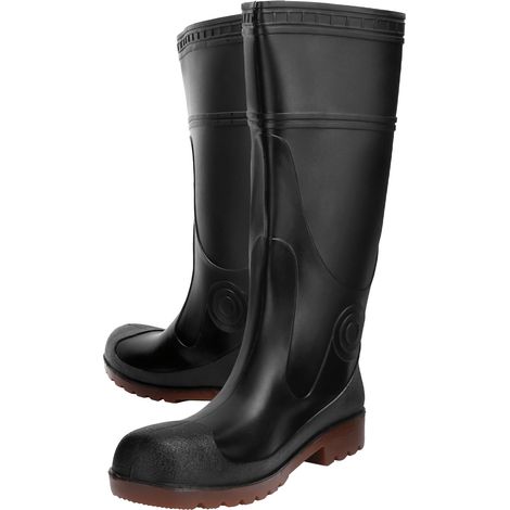 1 paire de bottes de pluie en PVC antidérapant et imperméable, chaussures de travail de sécurité, accessoire de chaussures, noir, taille 42 (1/5)