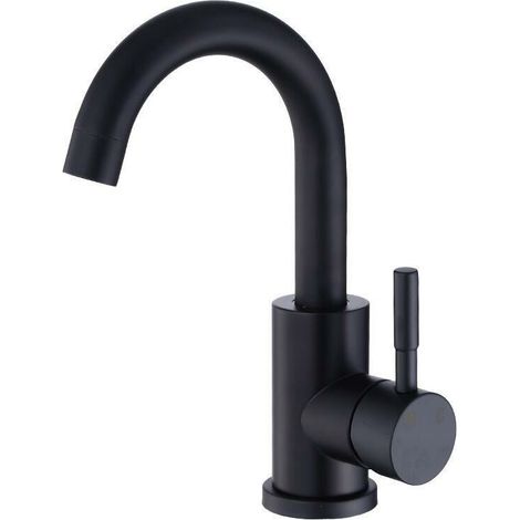 Robinet Salle Bain Rotatif à 360°, Robinet Lavabo Hauteur avec 60 cm Tube Flexible, Noir (1/5)