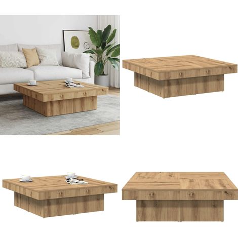 vidaXL Table basse chêne artisanal 90x90x28 cm bois d'ingénierie (1/5)