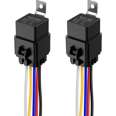 2Stücke 40/30A 24V Wasserdichtes Relais-Kabelsatz-Set - 5-PIN-SPDT-Relais im Bosch-Stil mit robuster 12AWG-Kabel (1/5)