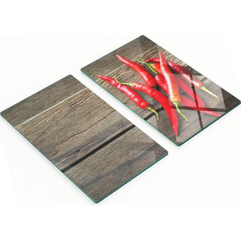 Taglieri da cucina decorativi in vetro con motivo peperoncini, 2x30x52 cm (1/5)