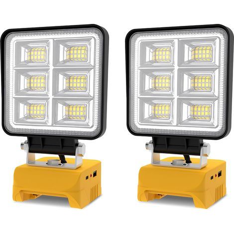 Lot de 2 projecteurs LED sans fil haute luminosité rechargeables avec port de type C pour le camping, les urgences sans fil, les situations d'urgence et les chantiers de travail (1/5)