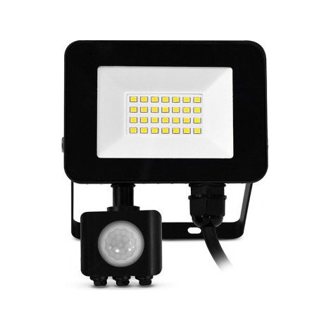 Projecteur LED Extérieur LUMOS SLIM II - 20W + détecteur IR Miidex Lighting®  blanc-chaud-3000k - noir - avec-detecteur