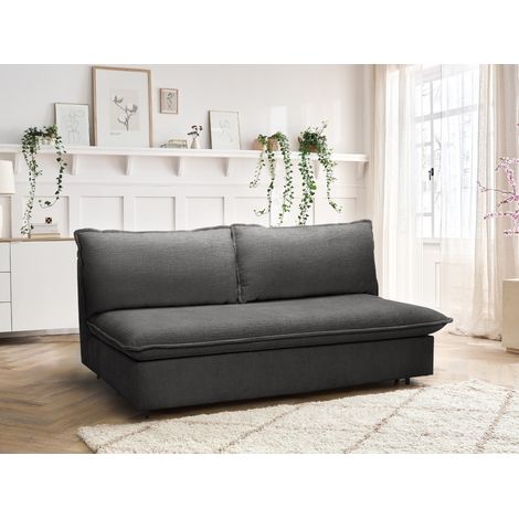 BOBOCHIC - Canapé droit convertible ouverture express ISADORA tissu texturé Gris foncé (1/5)