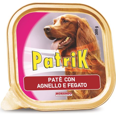 Patè per Cani ''Patrik'' Gusto Agnello e Fegato Gr. 300 18 Pezzi Morando