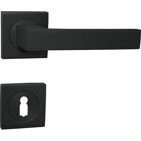 DOMINO Poignée de porte QUBIK-QR Noir BB Poignée avec rosace BB pour clé (1/5)