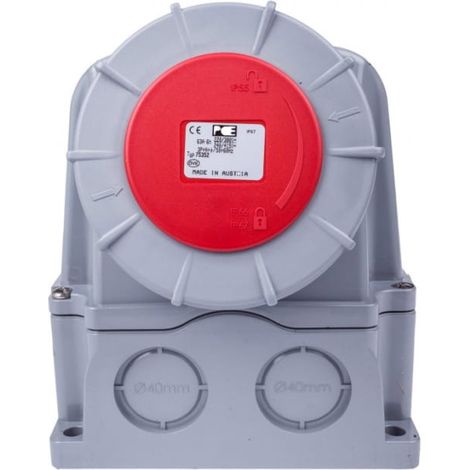 Enchufe fijo con interruptor 0-1 grande 63A 5P 400V IP67 /bloqueo mecánico/ 75352-6