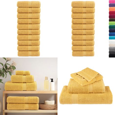 Premium-Waschtücher SOLUND 10 Stk. Gold 30x30 cm 600 g/m² - Baumwollhandtücher - Gesichts-Handtücher (1/5)