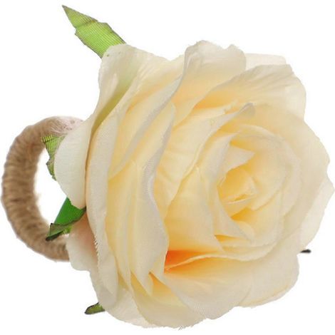 Tissu pour anneau de serviette de table en forme de fleur style moderne et épuré de style western jaune. (1/5)