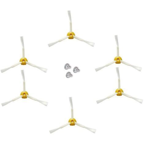 Spazzola laterale per iRobot Roomba serie 500, 600 e 700 (gialla, confezione da 6 spazzole laterali a 3 bracci) (1/4)