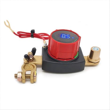 Interrupteur de déconnexion de batterie à borne supérieure avec voltmètre, kit d'interrupteur coupe-circuit principal 5-80 V - Interrupteur de déconnexion de batterie de voiture (1/5)