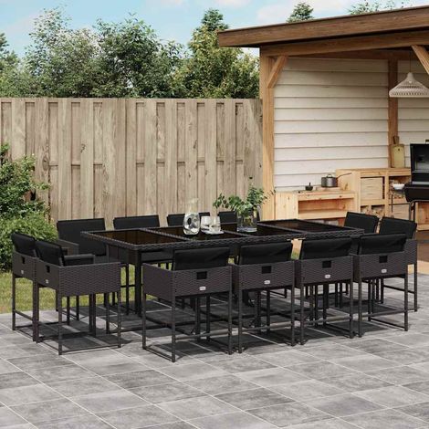 Ensemble à manger de jardin 13 pcs coussins noir résine tressée vidaXL (1/5)