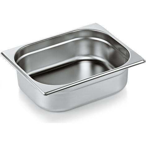 Bac GN 1/2 ECO en Acier au nickel-chrome 6,5 L H 100 mm Lot de 6 - Was Germany