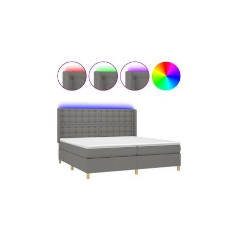 Sommier à lattes de lit matelas LED Gris foncé 200x200 Tissu (1/5)