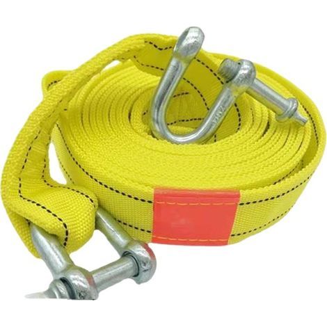Sangle de remorquage haute résistance avec deux crochets de sécurité en D pour treuil, capacité de 5 tonnes et longueur de 5 m (1/5)