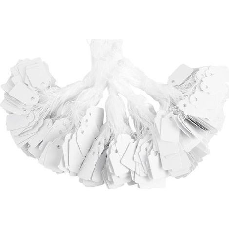 500 étiquettes de prix en papier (blanc, 1,5 x 2,5 cm), étiquettes de prix vierges gravables avec lanière, adaptées à l'emballage de cadeaux de mariage, de vêtements et de bijoux (1/5)