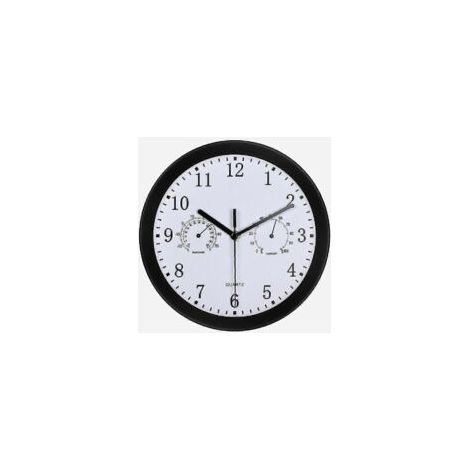 Horloge d'extérieur étanche pour jardin, avec thermomètre intégré, 25 cm, métal rétro, noire, pour terrasse, piscine ou jardin