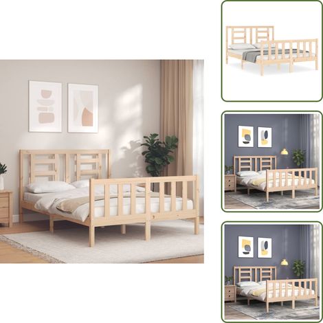Massivholzbett ohne Matratze 140x200 cm Kiefernholz - Holzbett - Kiefernholzbett - Massives Holzbett - Lattenrost - Doppelbett