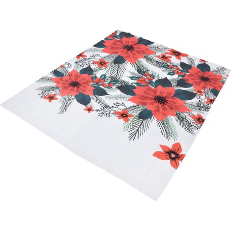 Rideaux imprimés en 3D avec motif de fleurs rouges et de feuilles vertes, pour balcon ou véranda, 170 x 200 cm (1/5)