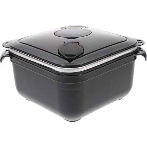 Boîte à bento carrée en acier inoxydable avec couvercle, grande (1/5)