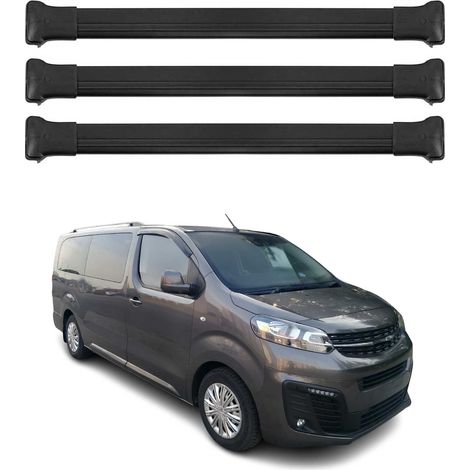 OMAC Aluminium Dachträger Querträger für Opel Vivaro C / Zafira Life 2019-2026 – Max. 75 kg – 3 Stangen Schwarz (1/5)