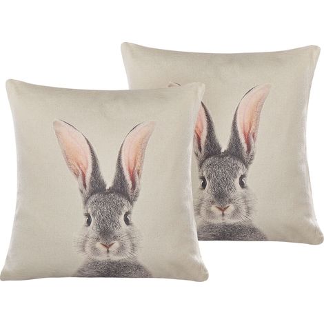 Dekokissen 2er Set QUERCUS 45 x 45 cm Taupe Tiermuster