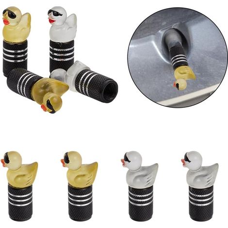 8 Bouchon de Valve de Pneu en Alliage D'Aluminium 2 Couleurs Motif Canard Lumineux Amusant pour SUV Voitures Camions (1/5)