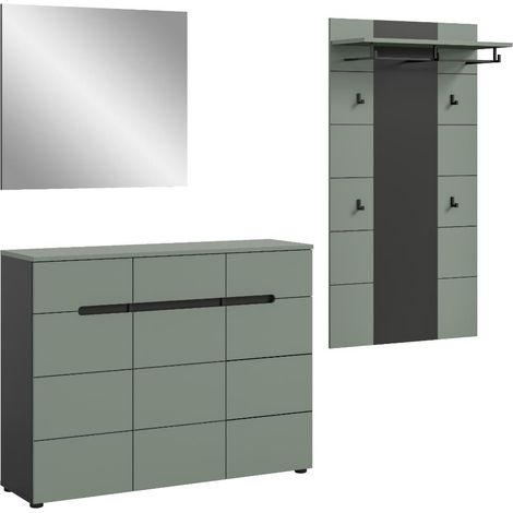 Canu Garderobenmöbel Set C9 staubgrün, dunkelgrau.