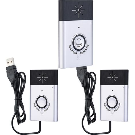 Interphone vocal sans fil, moniteur de conversation bidirectionnel avec 1 bouton d'unité extérieure, 2 récepteurs d'unité intérieure, sonnette de sécurité pour maison intelligente, argent (1/5)