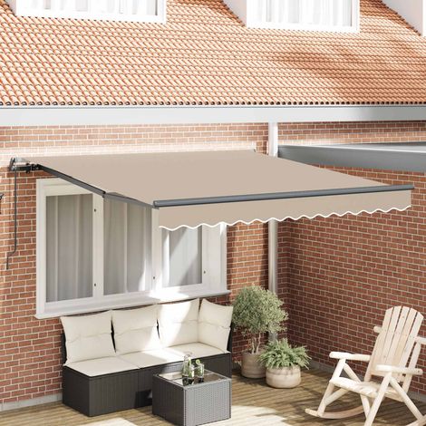 Einziehbare Markise Beige 300 x 250 cm Polyester und Stahl (1/4)
