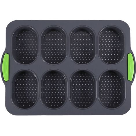 Molde de silicona antiadherente para baguettes, moldes para repostería, bandeja para pasteles, utensilio para hornear pan de leche (negro) (1/4)