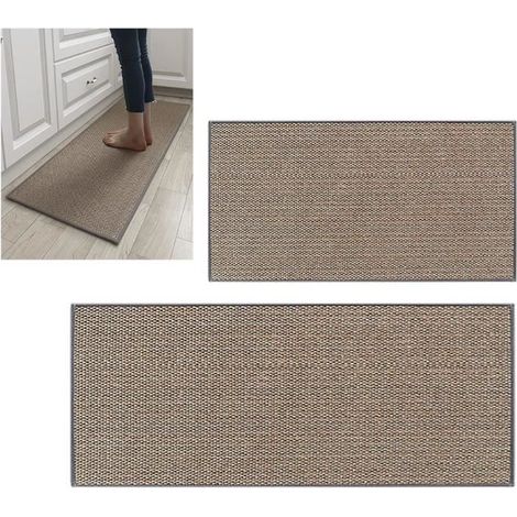 Tapis Cuisine, 2 Pièces ​Tapis de Cuisine Devant ​Evier Lavable Antidérapant, Jute ​Tapis Cuisine Devant Evier Tapis,Gris (1/4)