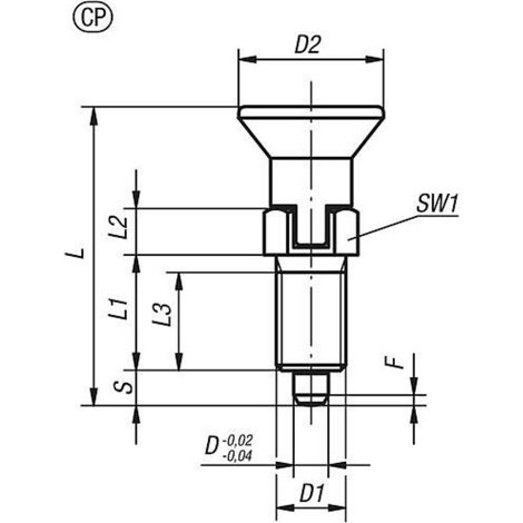 KIPP Arretierbolzen M20x1,5 D=10 Form CP M. Rastnut Gewindesicherung (1/2)
