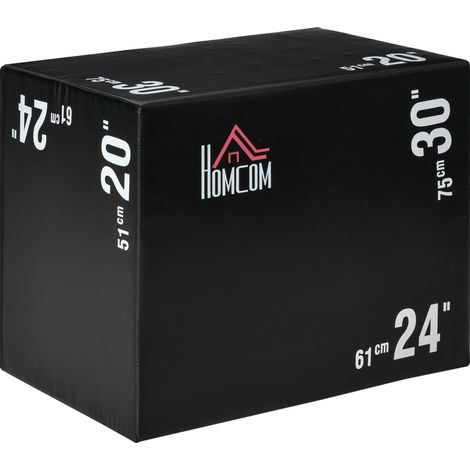 Jumping Box Pilometrico 3 Altezze 75x51x61 cm Max 120 Kg Nero (1/5)