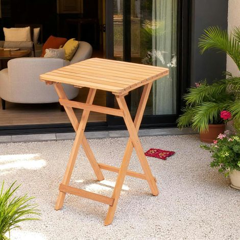 Petite table de jardin pliante en bois 60 cm SORA (1/3)