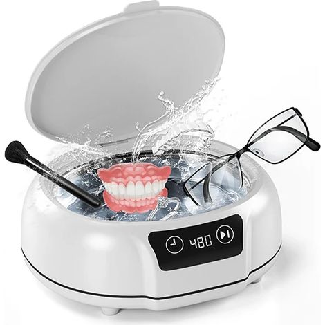 Nettoyeur à ultrasons, 700 ml, grande capacité réglable, pour le nettoyage d'objets ménagers tels que bijoux, bracelets, lunettes et objets décoratifs. (1/5)