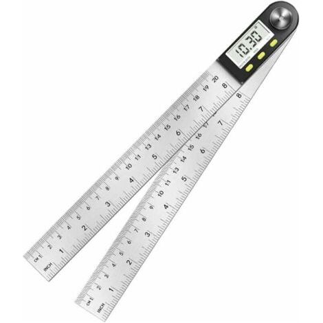 Digitaler Winkelmesser, Winkelmessung 0°–360°, Winkelmesser aus Edelstahl mit LCD-Anzeige, Edelstahl-Lineal für Holzbearbeitung, Hausaufgaben und Bauarbeiten
