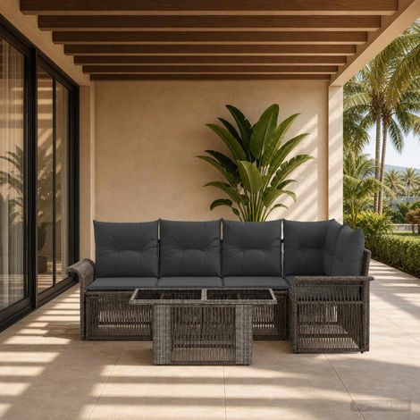 Set Divano da Giardino 5 pz Grigio e Grigio Scuro polyrattan vidaXL (1/5)
