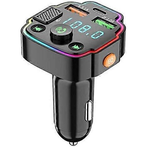 Émetteur FM Bluetooth pour voiture, autoradio Bluetooth 5.0, lecteur MP3 USB, kit PD, chargeur 20 W (5 V - 3,1 A), double lecteur (5 V - 1,5 A), adaptateur A4L8. (1/4)