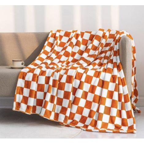 ALLIANDISCouverture en polaire douce pour canapé, couverture à carreaux confortable pour femme, couverture polaire chaude, couverture douce pour fille, 75 x 100 cm