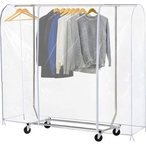 Housse de protection pour portant à vêtements transparente, anti-poussière avec fermetures éclair durables et protection imperméable, format M 150x50x152 cm (1/5)