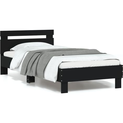 Bed Frame without Mattress with LED Lights Black 90x200 cm vidaXL (1/5)