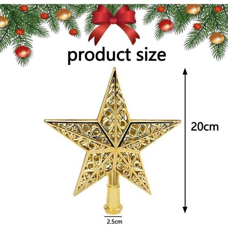 Étoile pour Sapin de Noël, Glitter Tree Top Décoration Étoile, pour Les décorations de Sapin de Noël pour Les fêtes de Famille, 20cm Or (1/3)