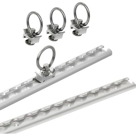 Jeu de rails de chargement aluminium 2x60cm – 6 pièces – Résistance jusqu'à 8,59 kN – Installation facile avec vis incluses – Proplus (1/5)