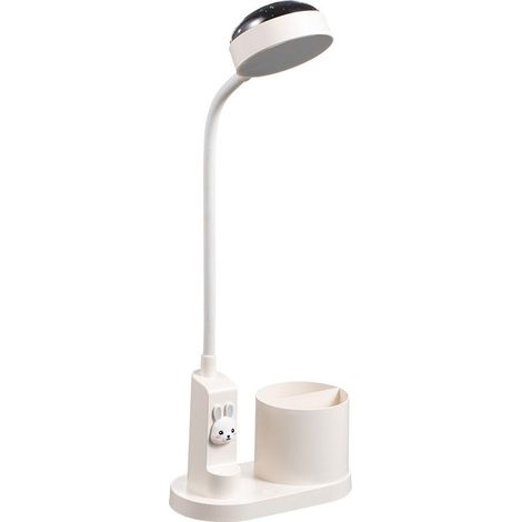 Lampe de Bureau Enfant, Lampe de Table D'étude avec Porte-Stylo, Lampe de Chevet à Changement de Couleur Automatique, Lampe de Lecture LED Rechargeable Dimmable pour Enfants (Blanc) (1/5)